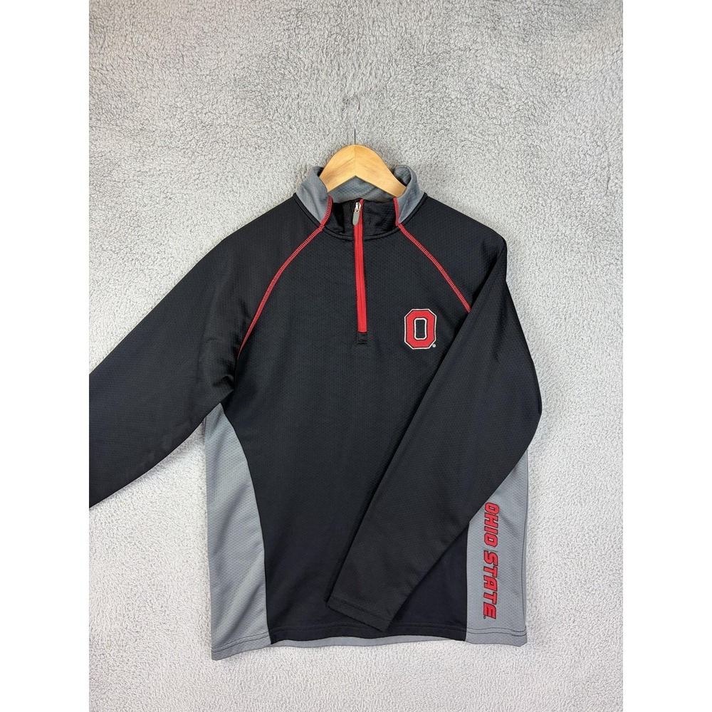 Ohio State Buckeyes 1/4 Zip Sweatshirt Mens Medium Black NCAA Football Varsity